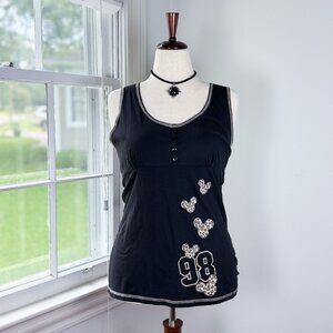 Vintage 90s Walt Disney World 1998 Mickey Mouse Black Racerback Tank Top XL